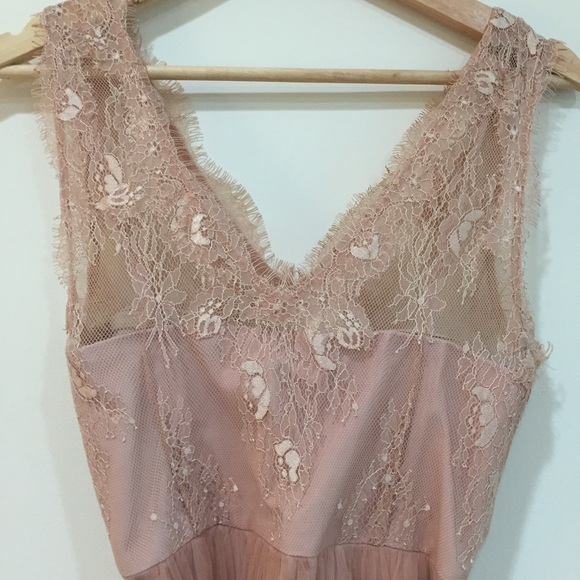Anthropologie Light Pink Lace Bridesmaid Dress - Picture 1 of 4